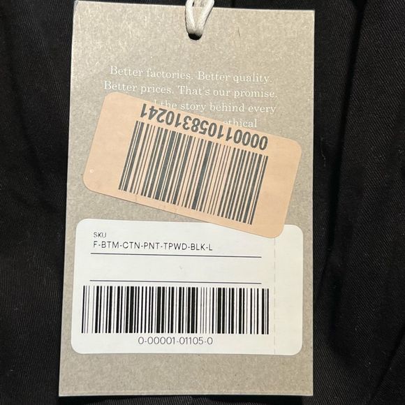 Everlane The Easy Pant Wide Leg Organic Cotton Black Size L NWT - Picture 11 of 13